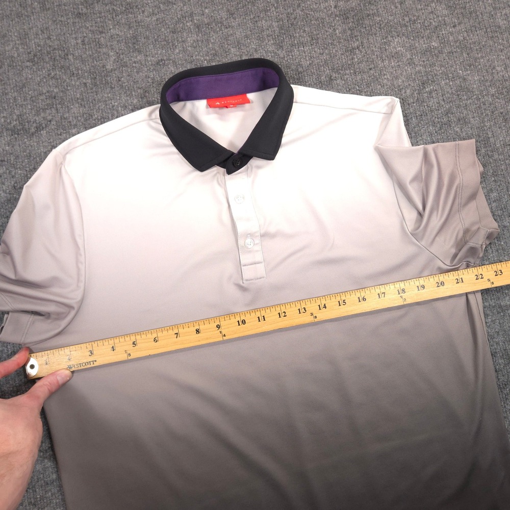 Redvanly Devon Polo Shirt Mens Medium Gray Tuxedo Ombre Performance Golf Preppy - Picture 3 of 7